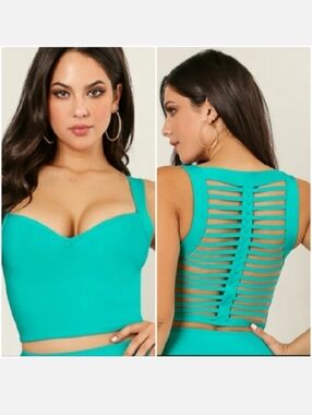 WoW Couture Bandage Bodycon Crop Top Shredded Back Festival Rave Club